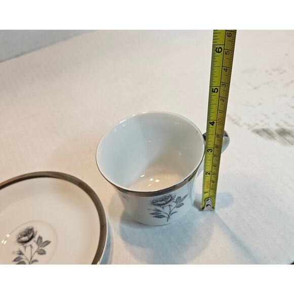 Teacup and Saucer Royal Song Fine China "Moonlight Rose" 1960's Black Gray Rose - Picture 10 of 10